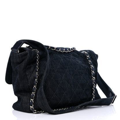 Chanel Denim Quilted Stretch Spirit Messenger Bag Dark Blue 3 of 12