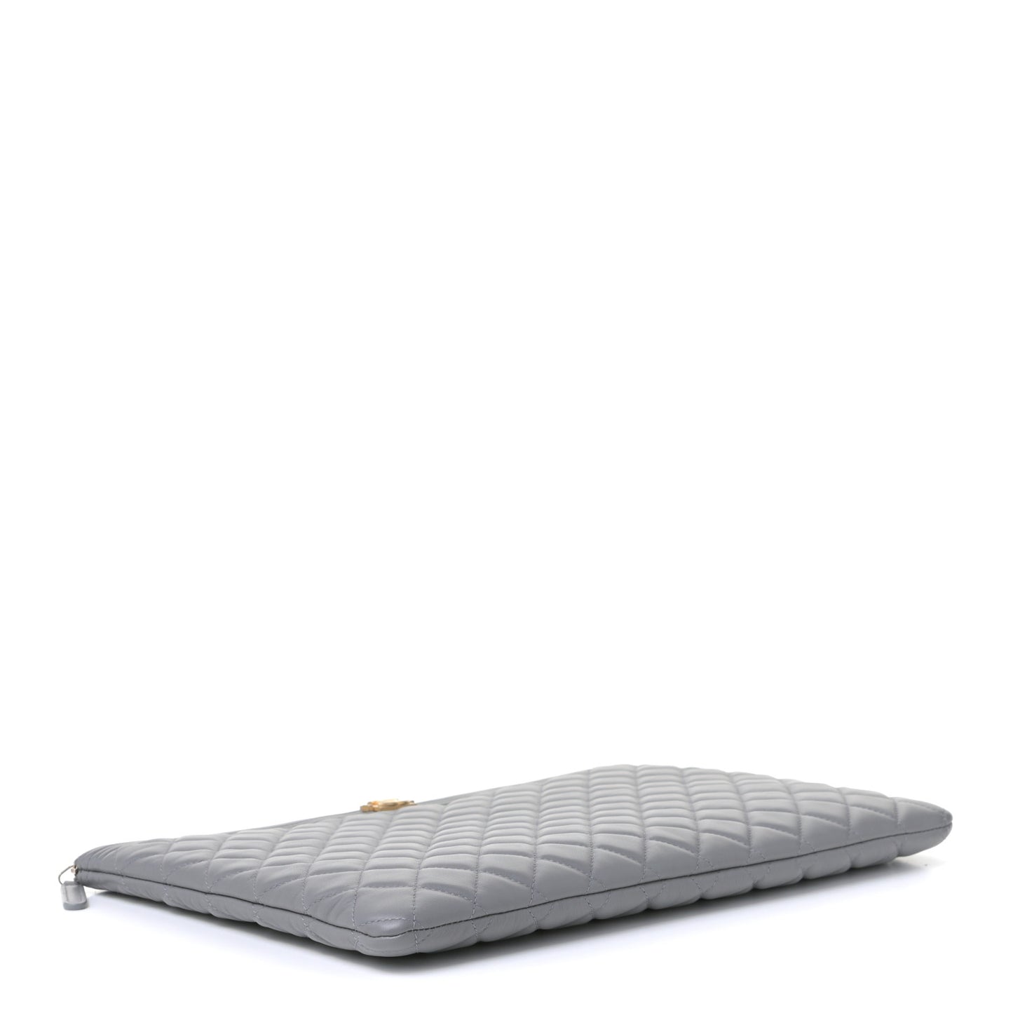 Calfskin Quilted Large Boy Cosmetic Case Grey