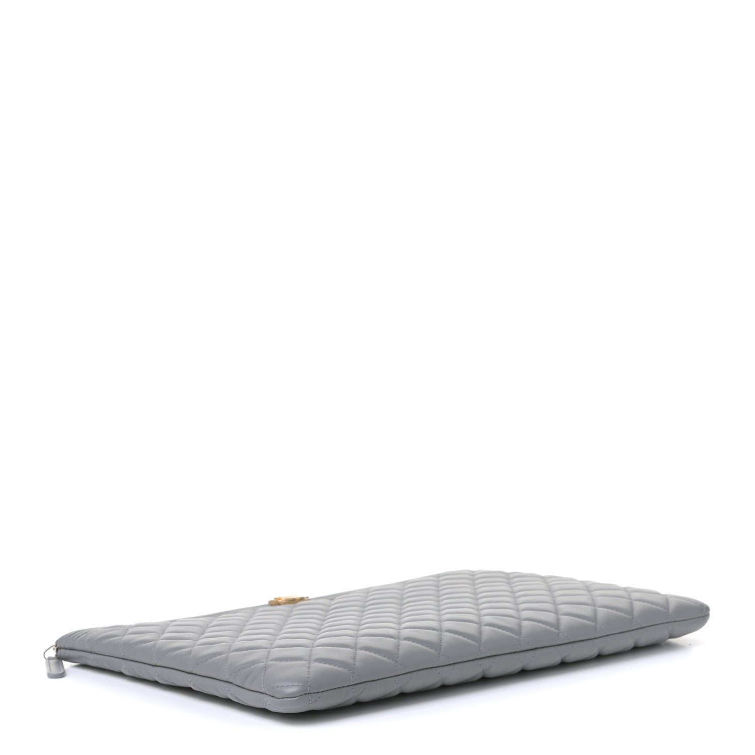 Chanel Calfskin Quilted Large Boy Cosmetic Case Grey 3 of 5