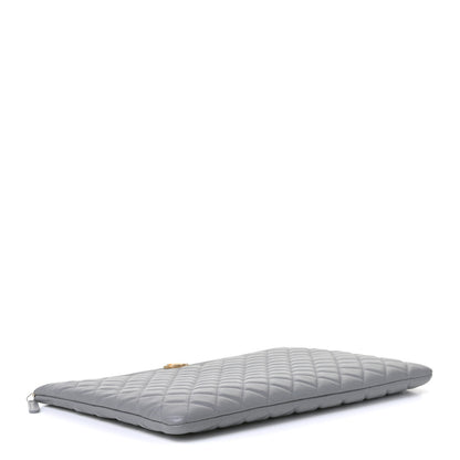 Chanel Calfskin Quilted Large Boy Cosmetic Case Grey 3 of 5