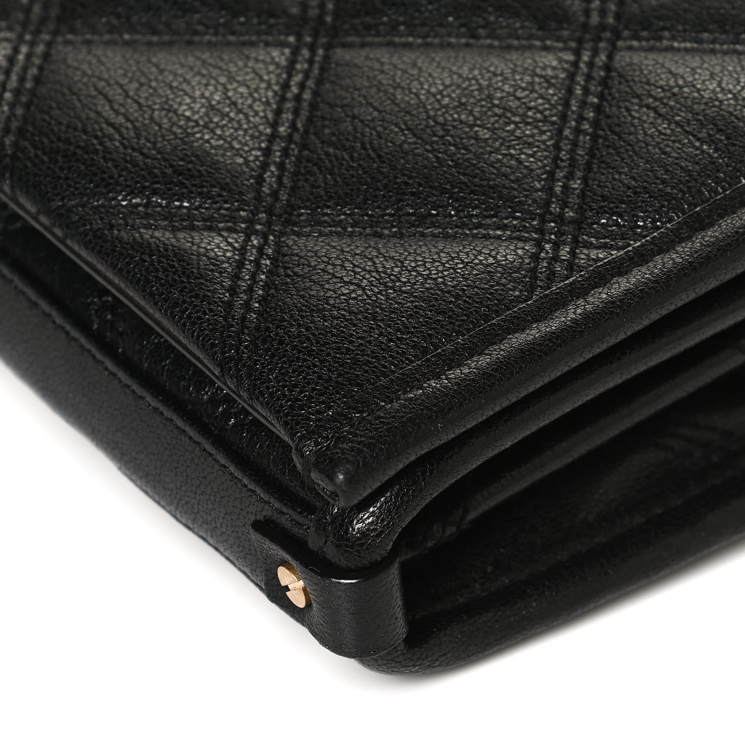 Saint Laurent Lambskin Diamond Quilted Becky Chain Wallet Black 11 of 13