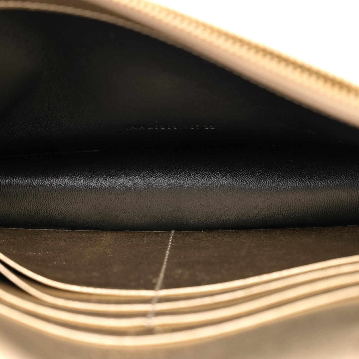 Metallic Calfskin Monogram Envelope Chain Wallet Gold