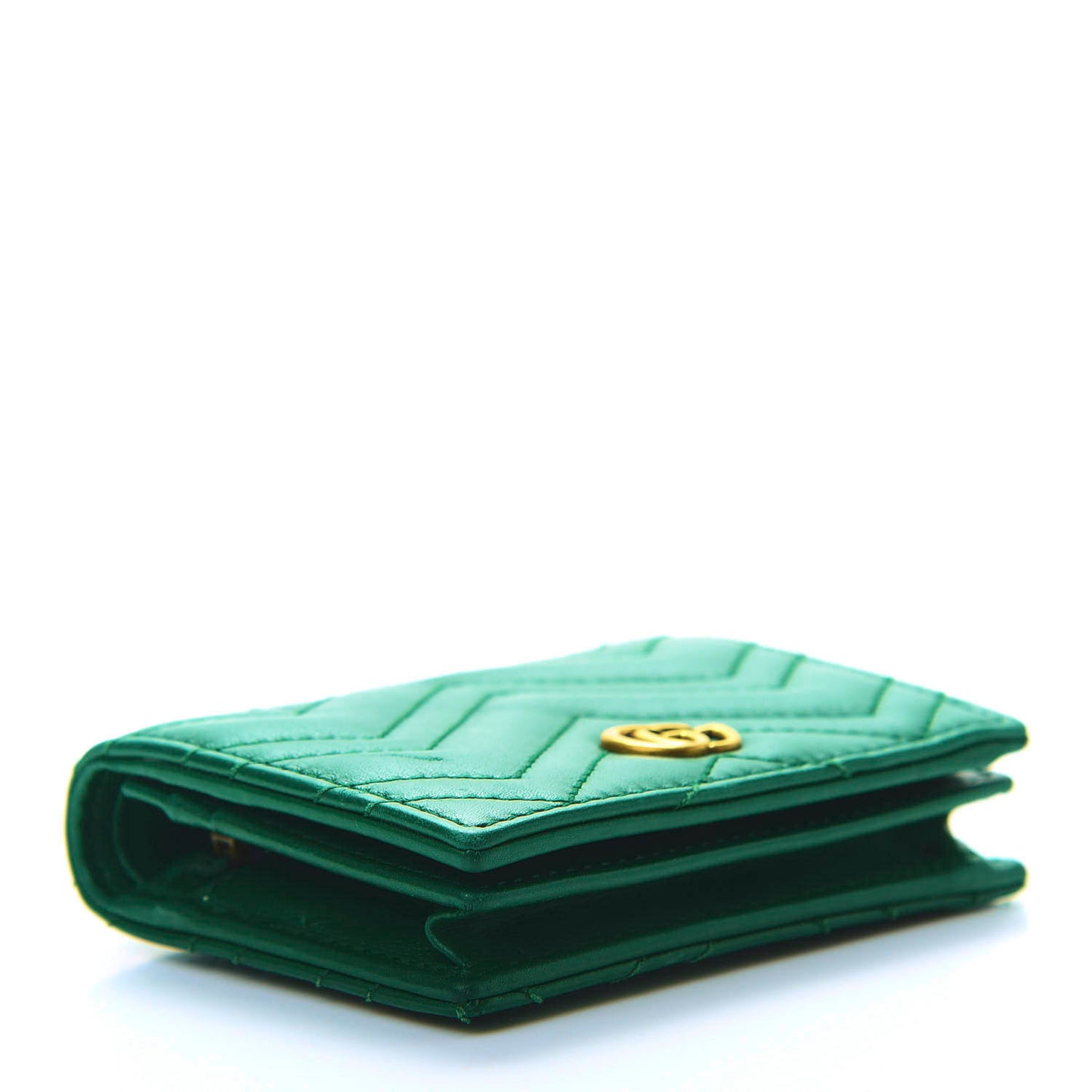 Calfskin Matelasse GG Marmont Card Case Wallet Emerald