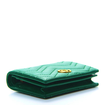Gucci Calfskin Matelasse GG Marmont Card Case Wallet Emerald 4 of 12