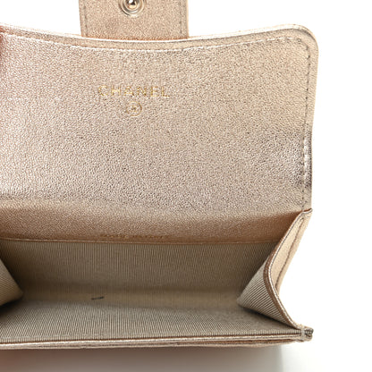 Chanel Metallic Lambskin Quilted Flap Card Holder Wallet Gold 4 of 6