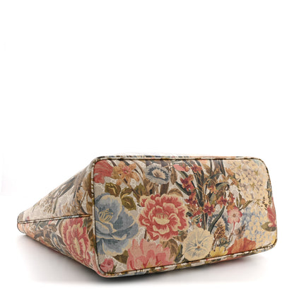 Gucci GG Supreme Monogram Water Flora Web Large Ophidia Tote Beige White Multicolor 5 of 12