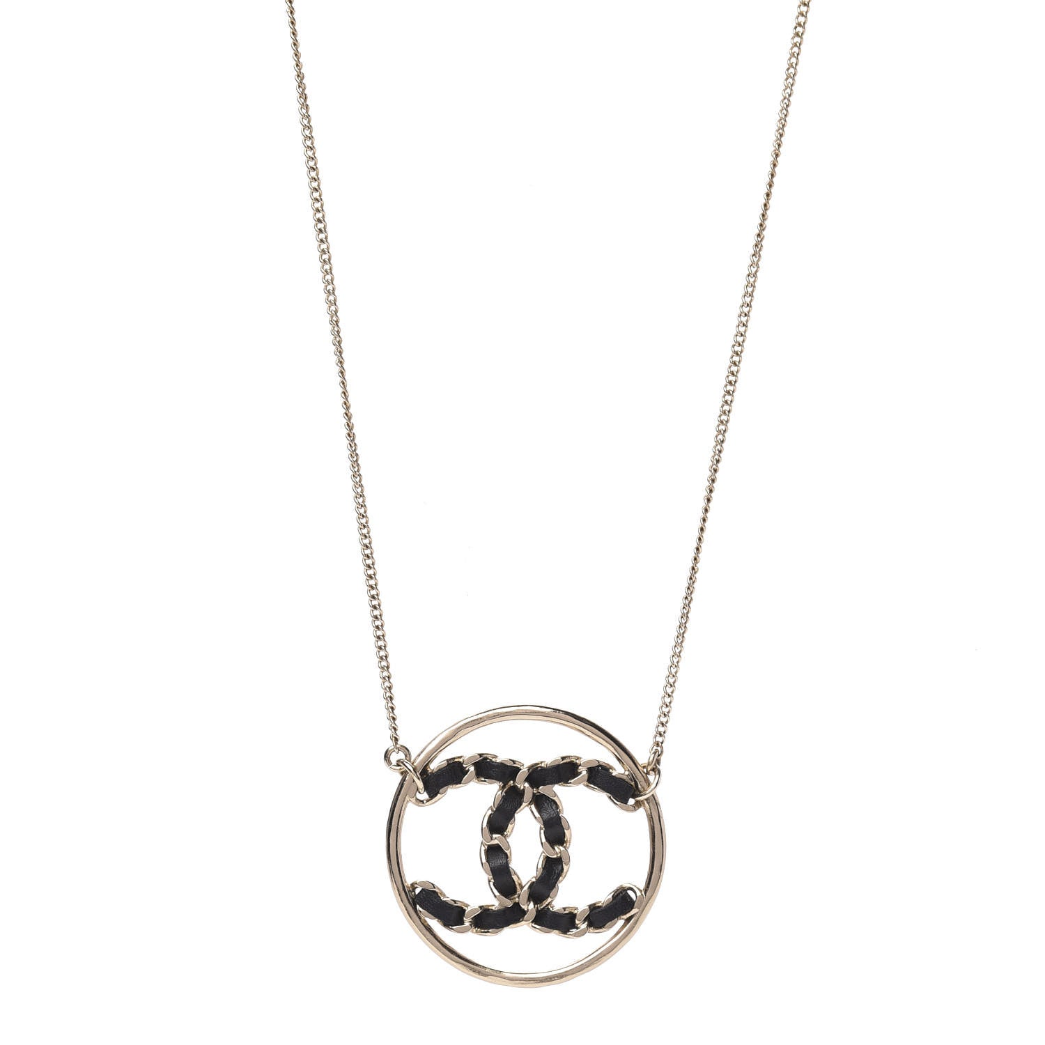 Chanel Lambskin CC Chain Necklace Gold Black 1 of 5
