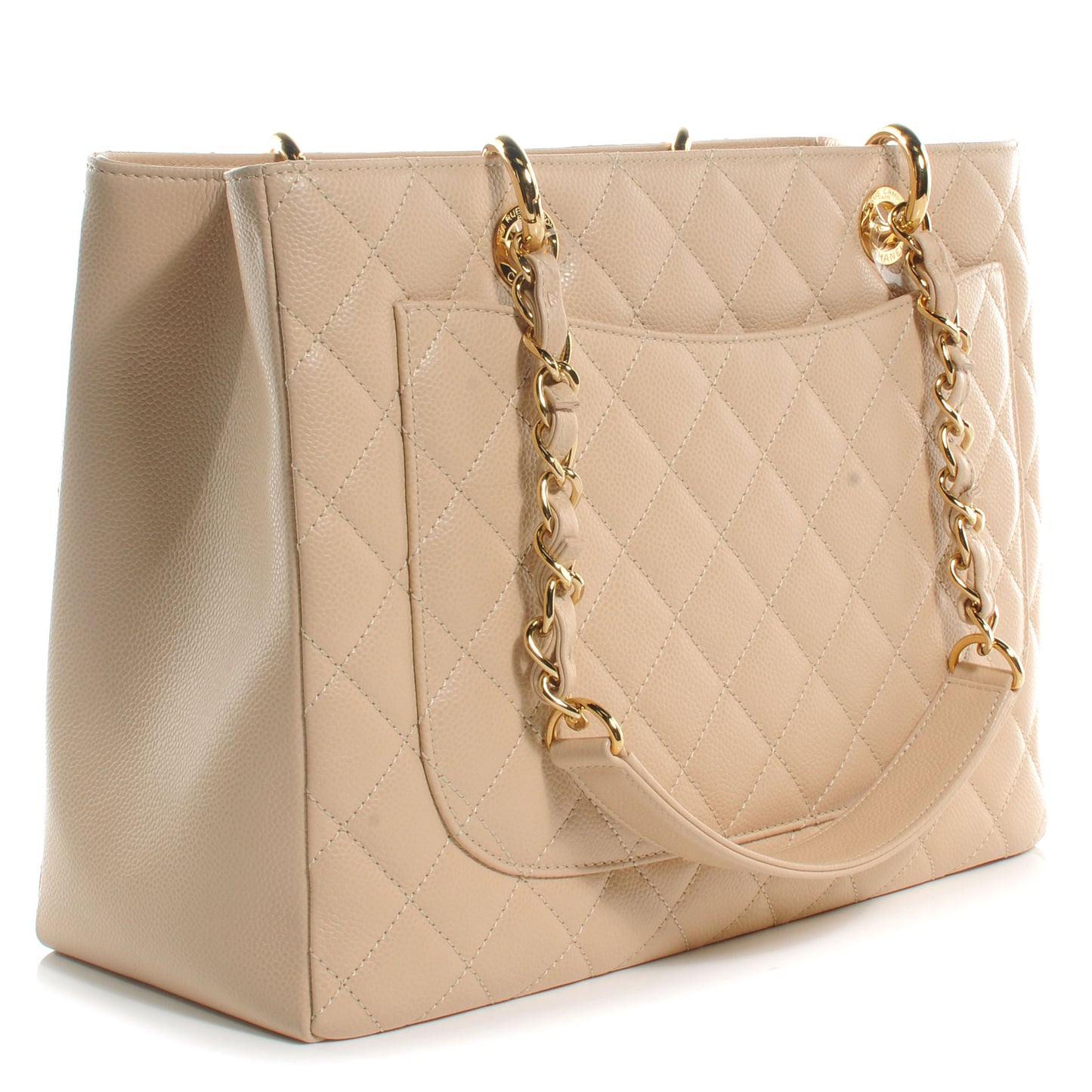 Caviar Quilted Grand Shopping Tote GST Beige
