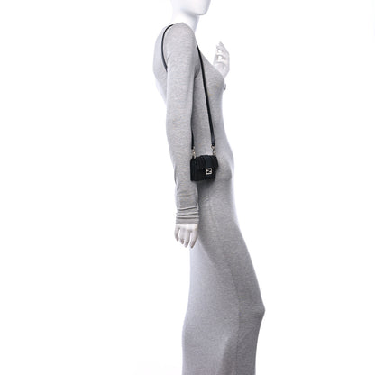 Fendi Recycled Fabric Jacquard Vitello Cover Micro FF Micro Flat Baguette Asfalto 2 of 11