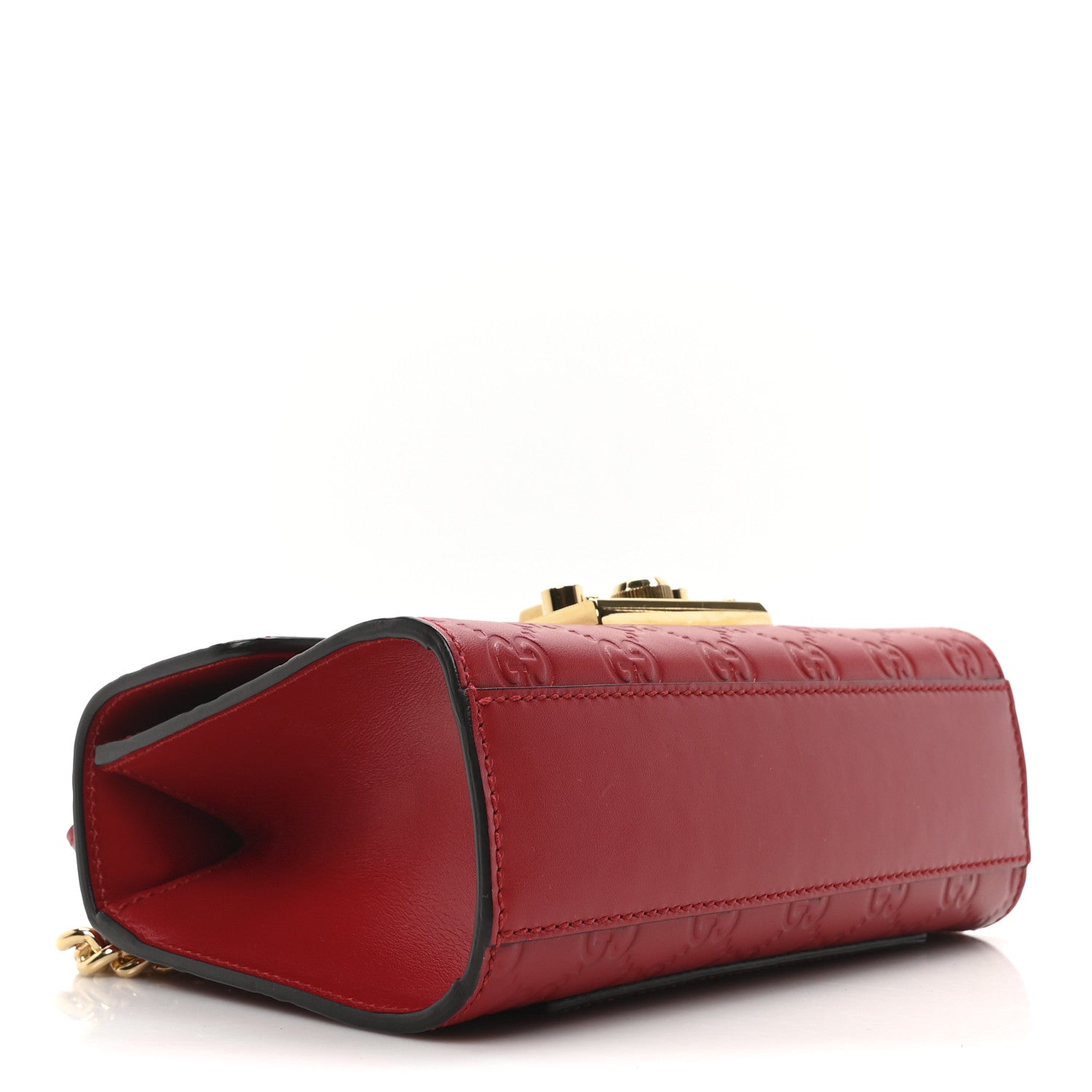 Gucci Guccissima Small Padlock Shoulder Bag Hibiscus Red 4 of 10