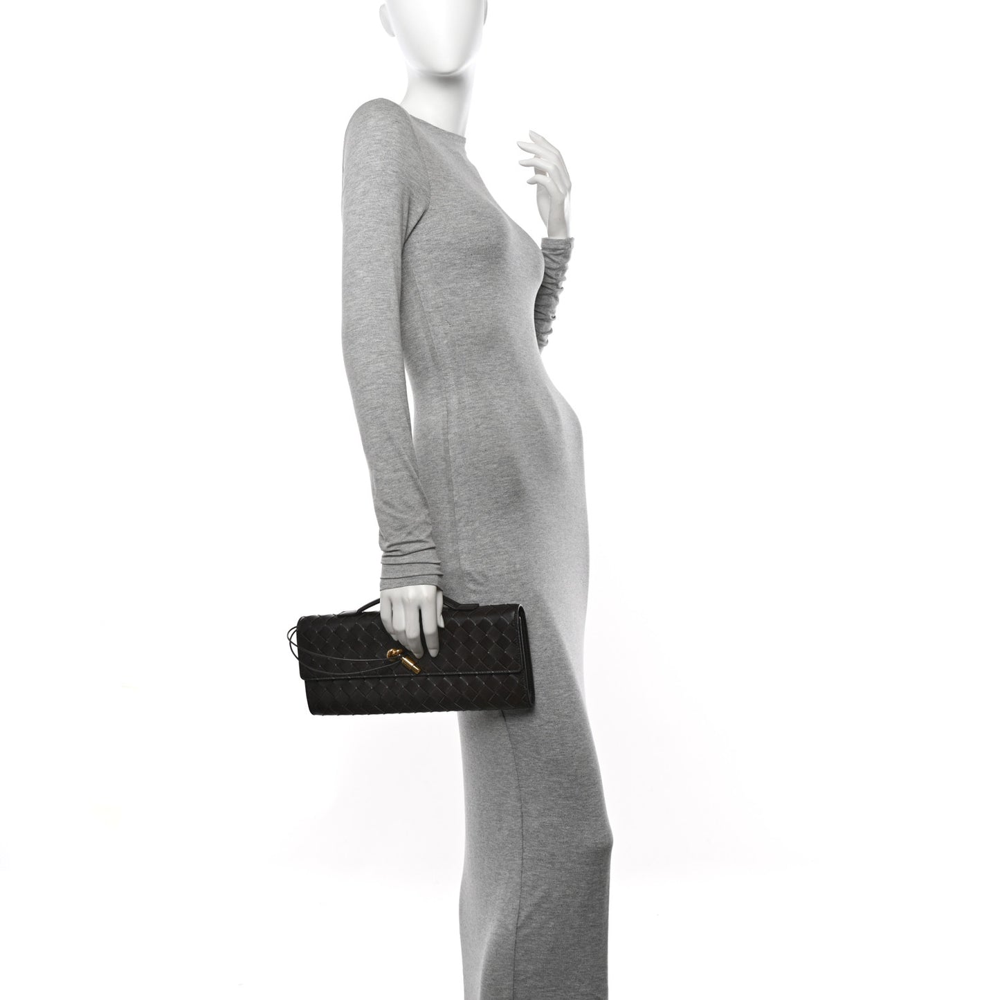 Nappa Intrecciato Long Andiamo Top Handle Clutch Fondant
