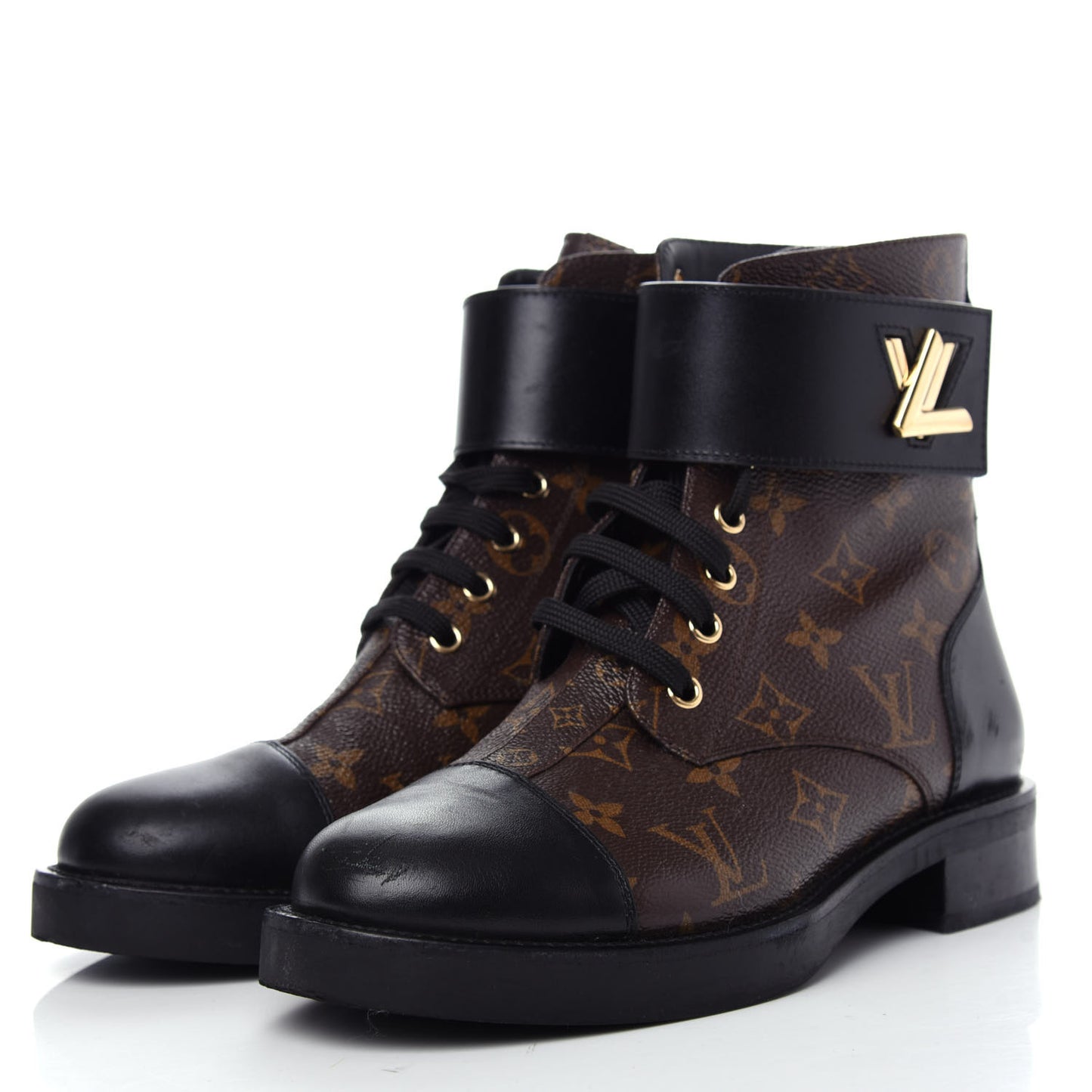 Calfskin Monogram Wonderland Flat Ranger Boots 38 Black