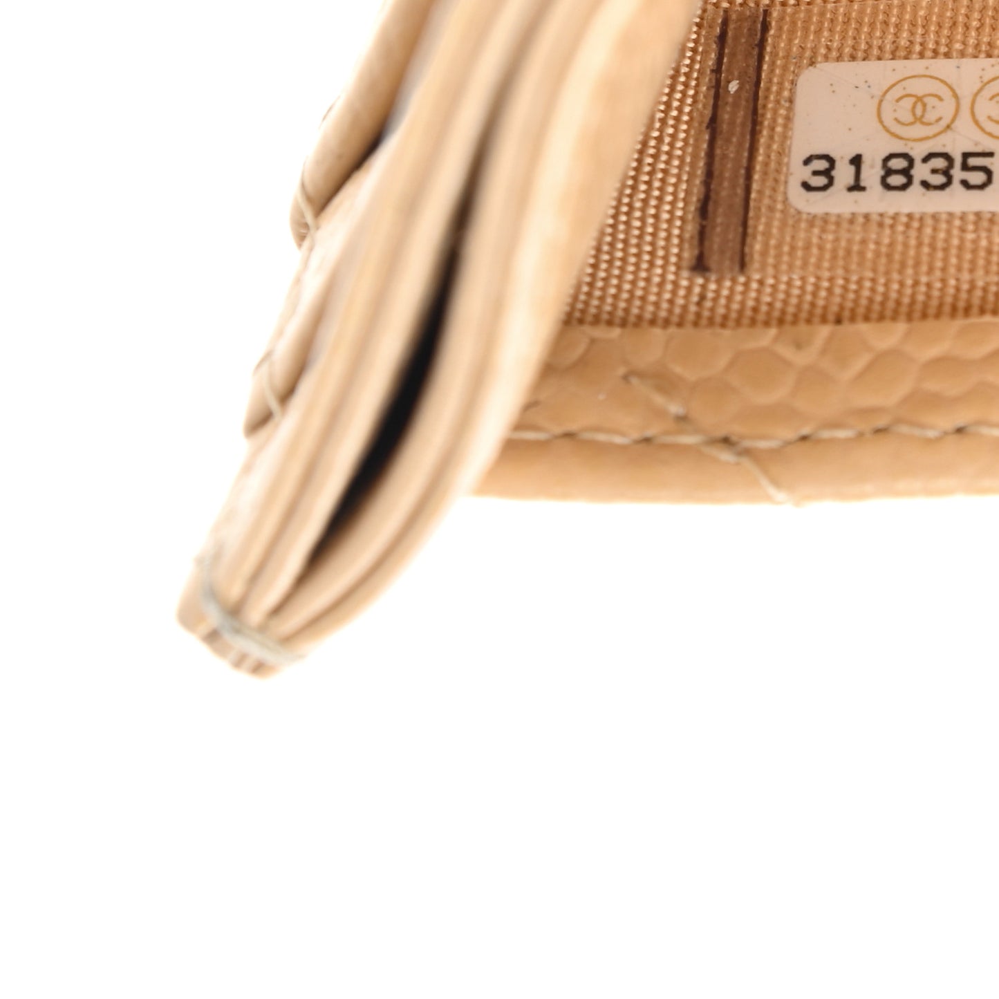 Caviar Quilted Card Holder Beige