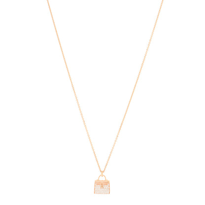 Hermes 18K Rose Gold Diamond Kelly Amulettes Pendant Necklace 1 of 5