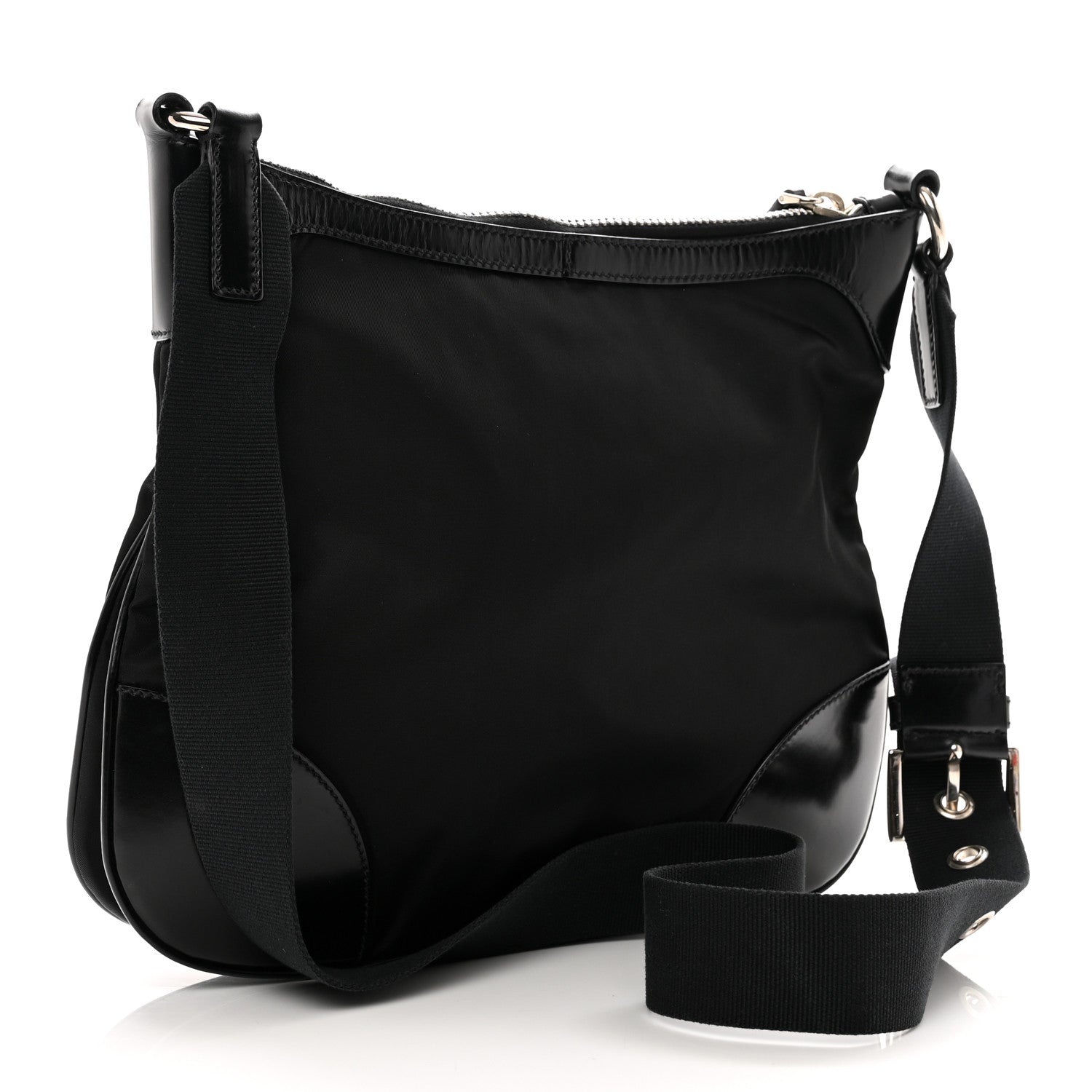 Prada Tessuto Nylon Calfskin Flat Messenger Bag Black 3 of 9