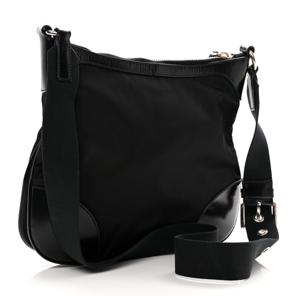 Prada Tessuto Nylon Calfskin Flat Messenger Bag Black 3 of 9