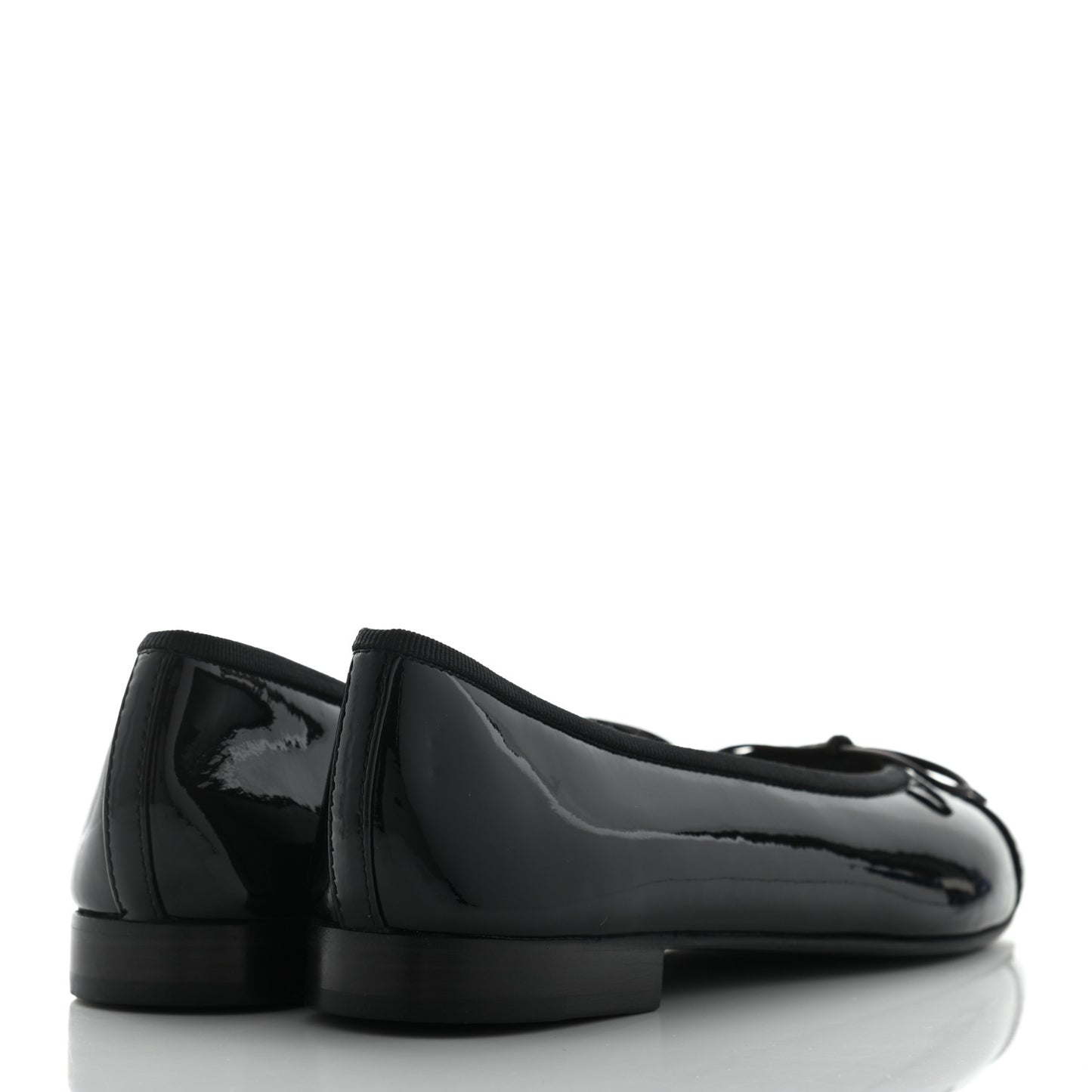 Patent Calfskin CC Cap Toe Ballerina Flats 36 Black