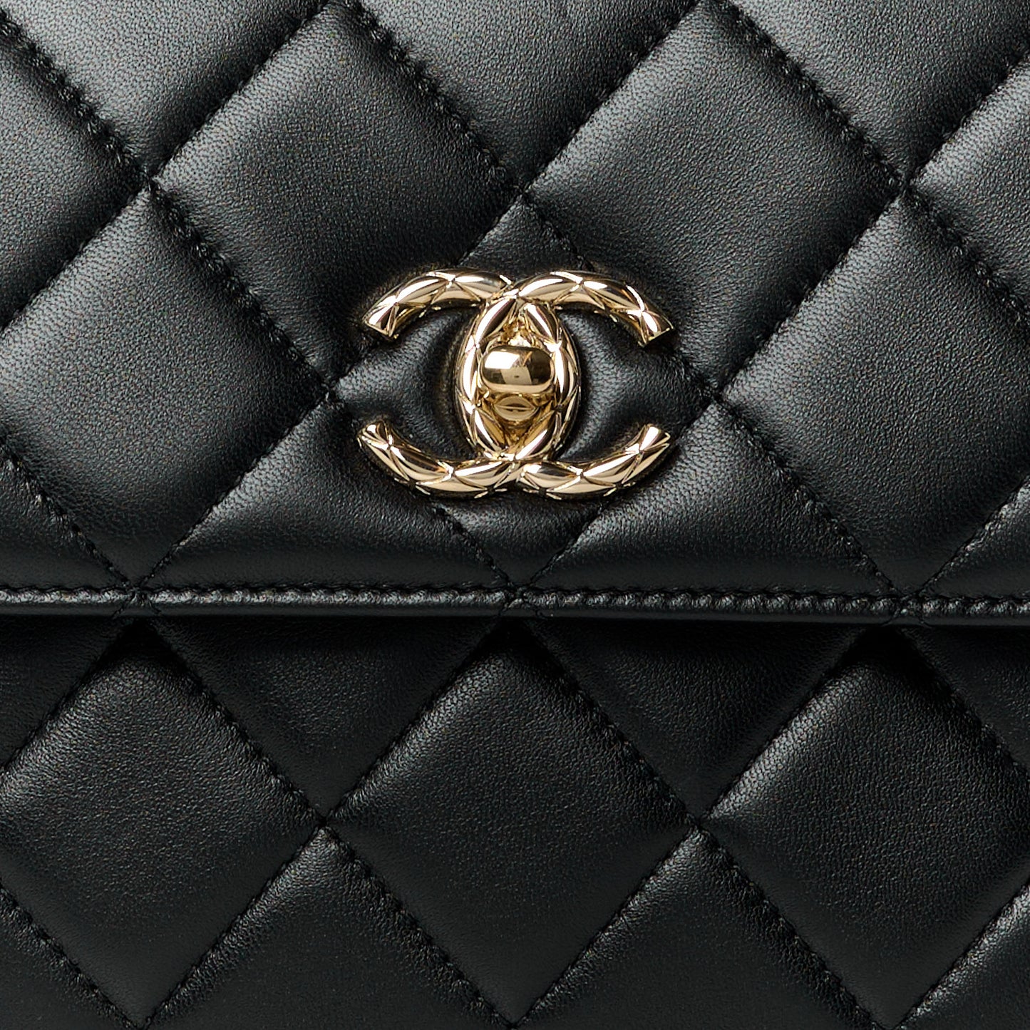 Lambskin Quilted Small Trendy CC Dual Handle Flap Bag Black