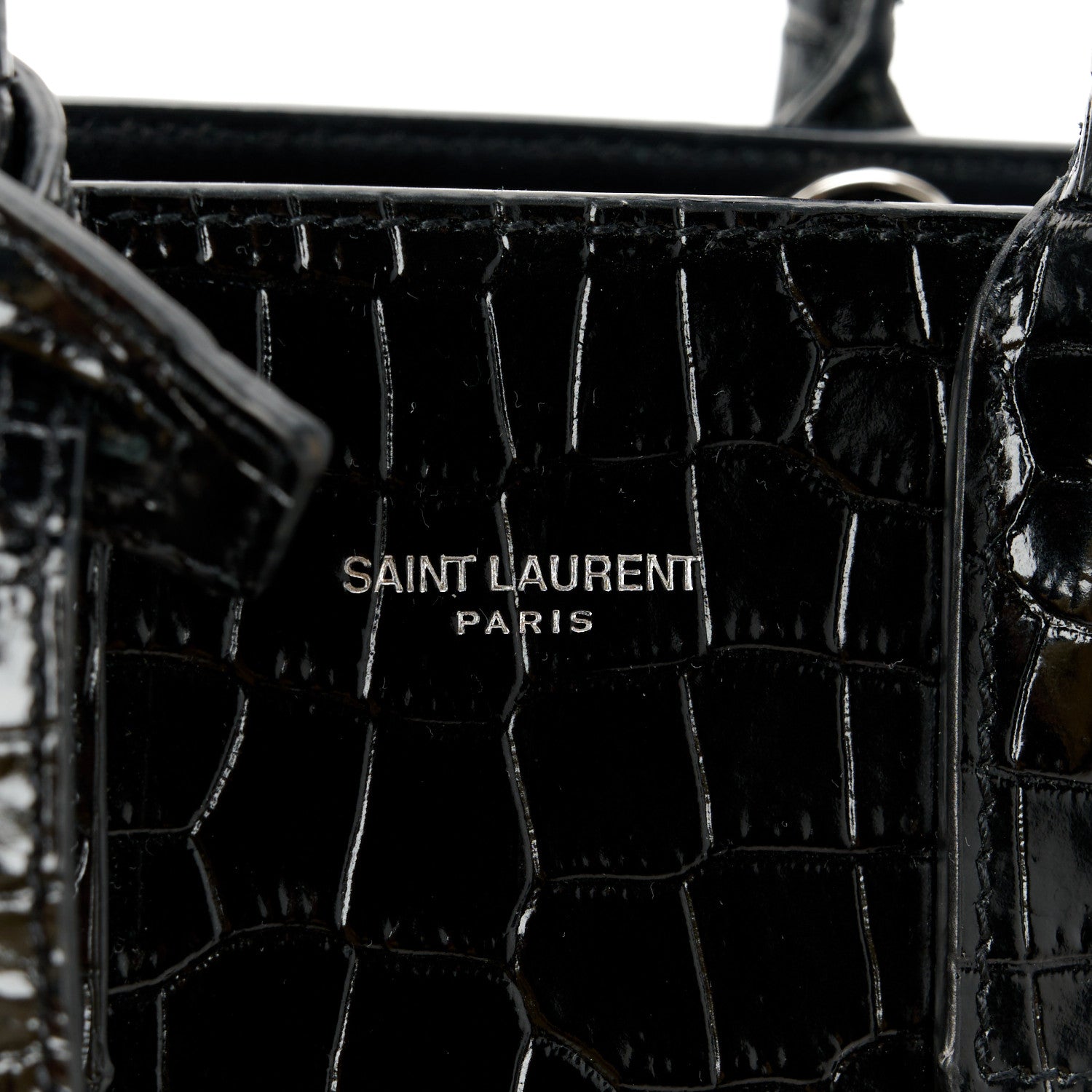 Saint Laurent Calfskin Crocodile Embossed Nano Sac De Jour Black 7 of 11