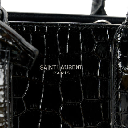 Saint Laurent Calfskin Crocodile Embossed Nano Sac De Jour Black 7 of 11