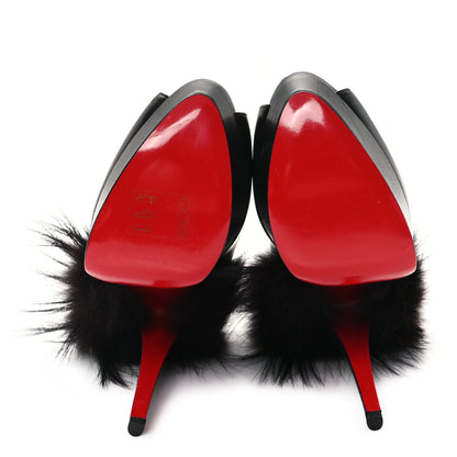 Christian Louboutin Calfskin Fox Lady Fur 150 Pumps 37.5 Black 6 of 9
