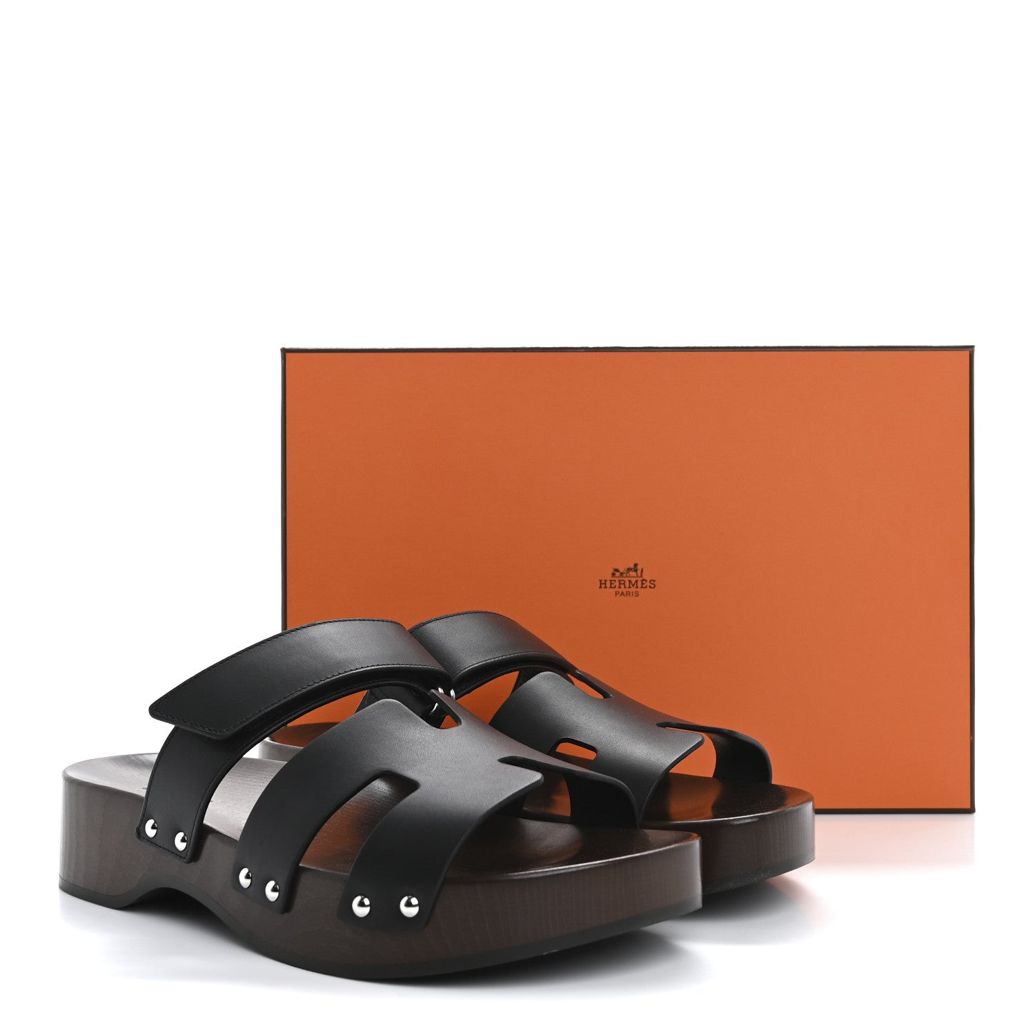 Hermes Calfskin Womens Kos Clog 39 Black 10 of 10