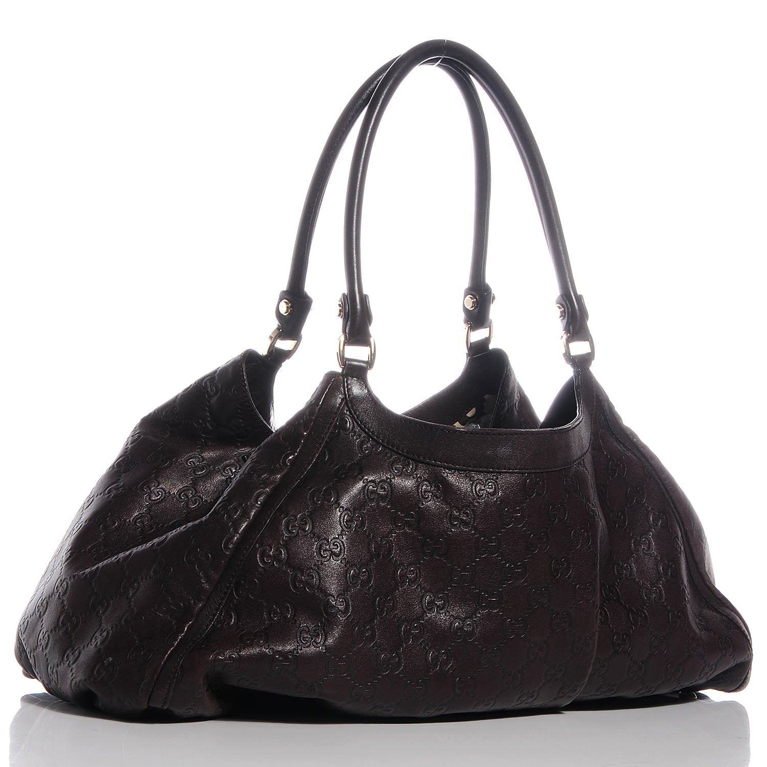 Gucci Guccissima D Gold Large Shoulder Bag Brown 3 of 8