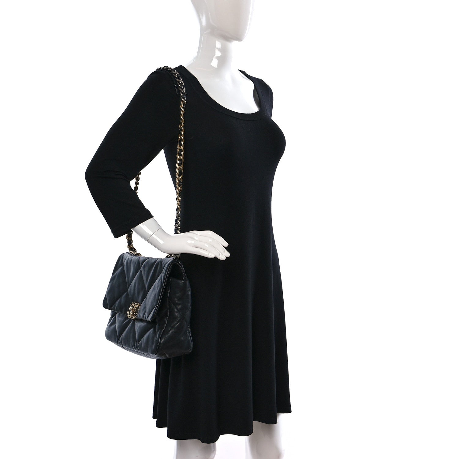 Chanel Lambskin Quilted Large Chanel 19 Flap Black 2 of 8