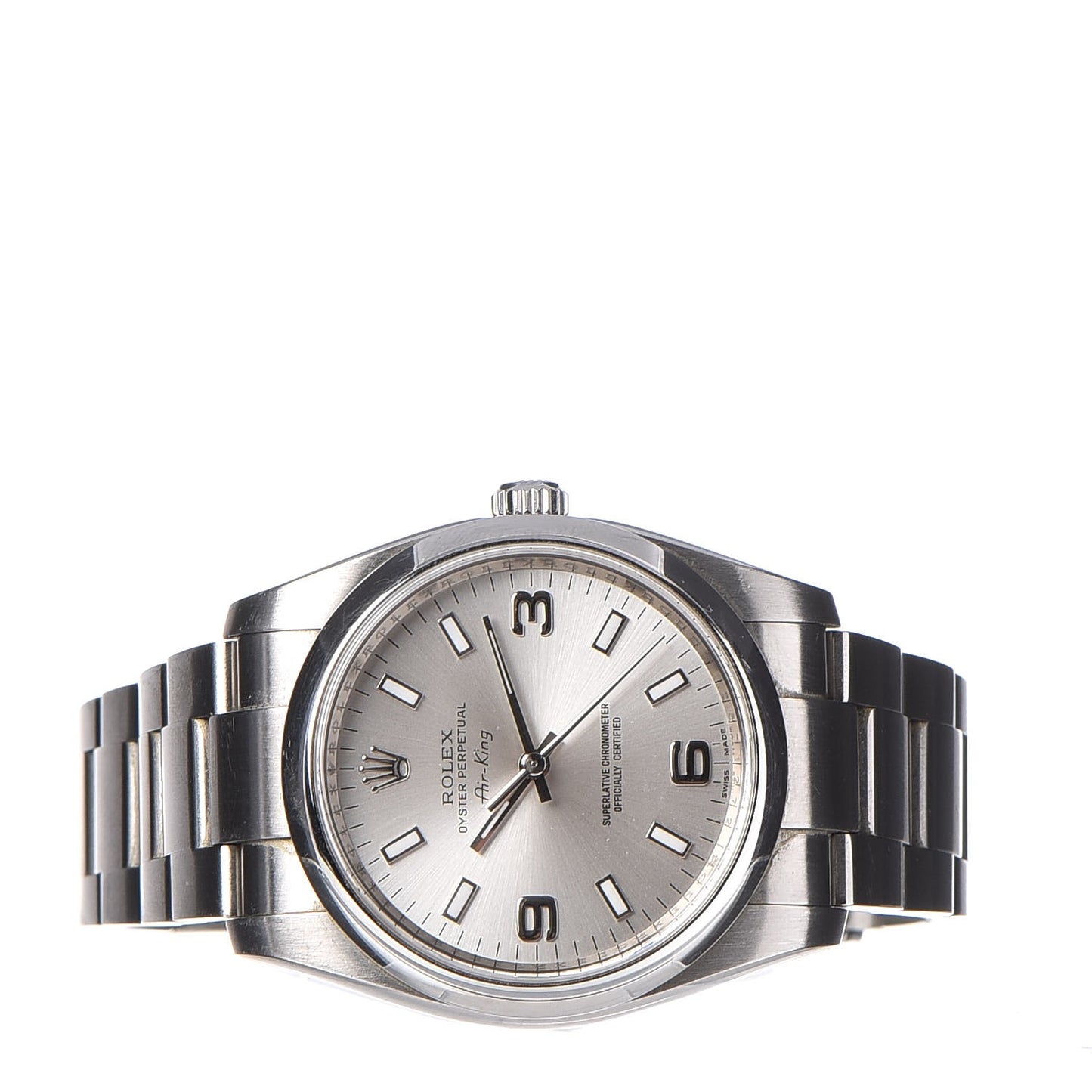 Stainless Steel 34mm Oyster Perpetual Air-King Watch Silver 114200