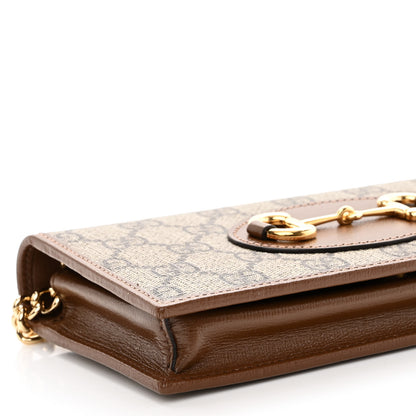 Gucci GG Supreme Monogram Azalea Calfskin Horsebit 1955 Wallet On Chain Beige Ebony Brown Sugar 8 of 10