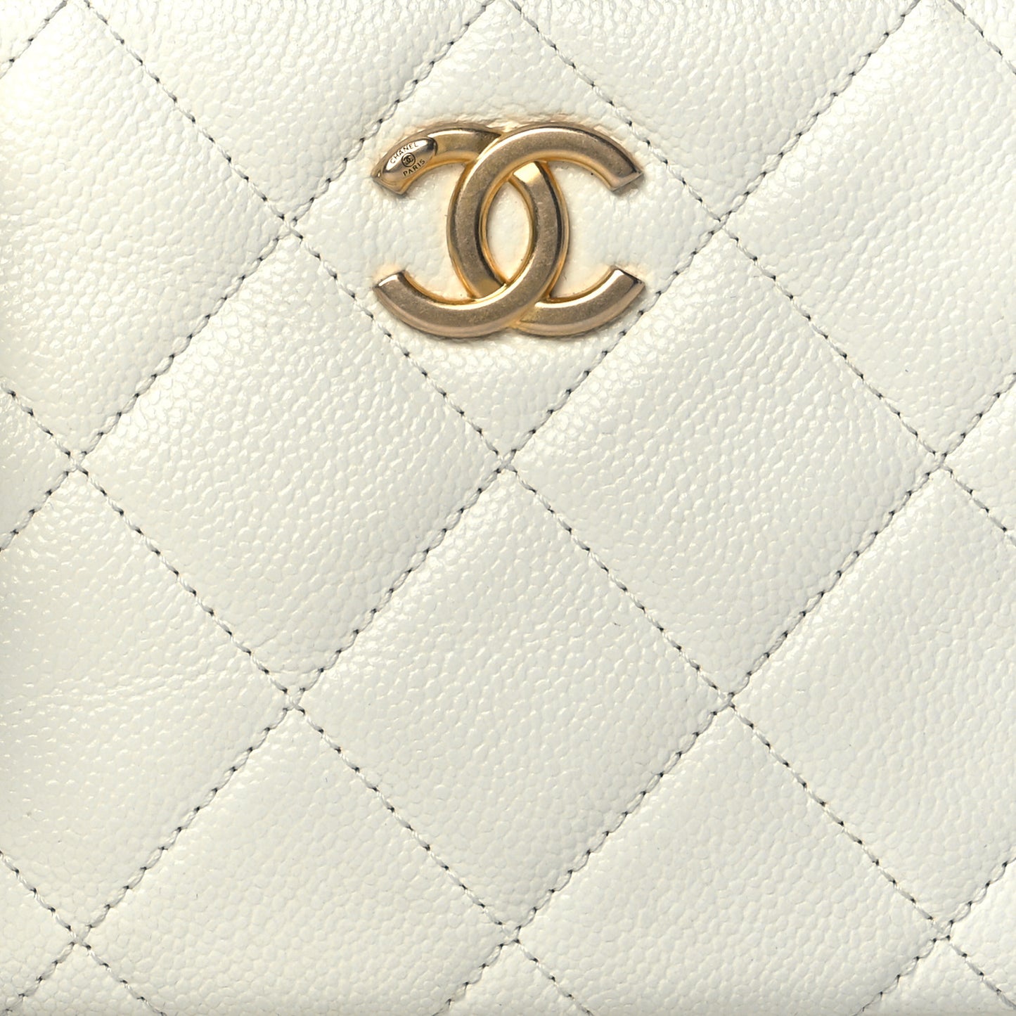 Shiny Caviar Quilted Chain Melody Camera Bag White