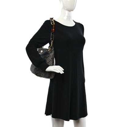 Fendi Chenille Vitello Seta Plexiglass FF Fendi O'Lock Zipper Anthracite Asfalto 2 of 9