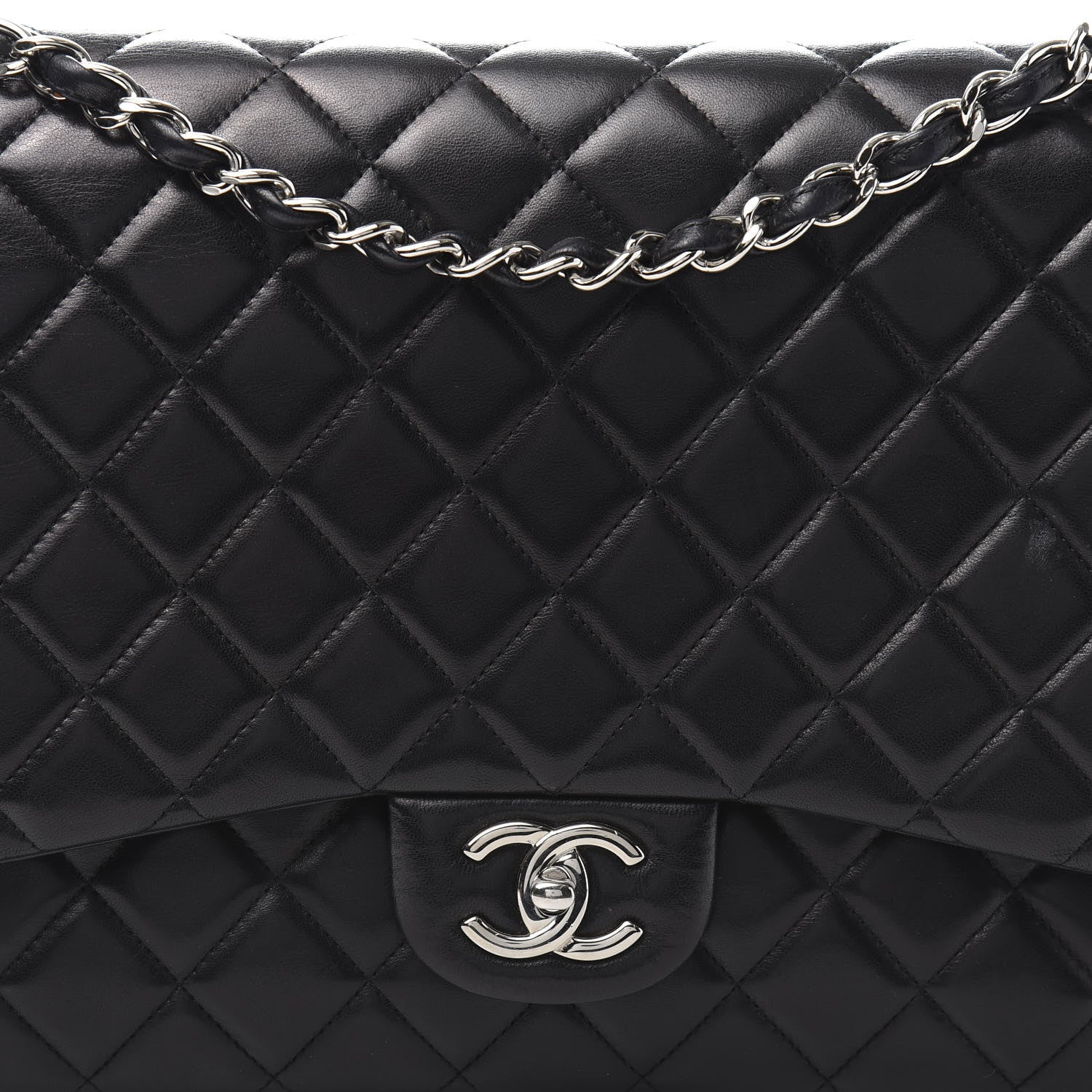 Chanel Lambskin Quilted Maxi Double Flap Black 14 of 15