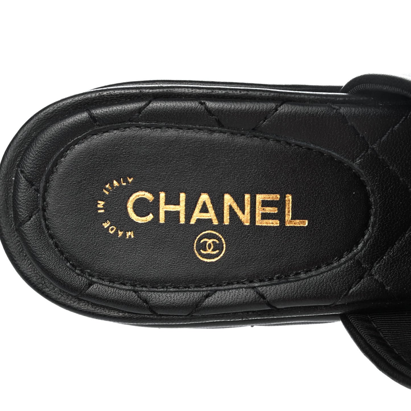 Lambskin Quilted CC Chain Mules 36.5 Black