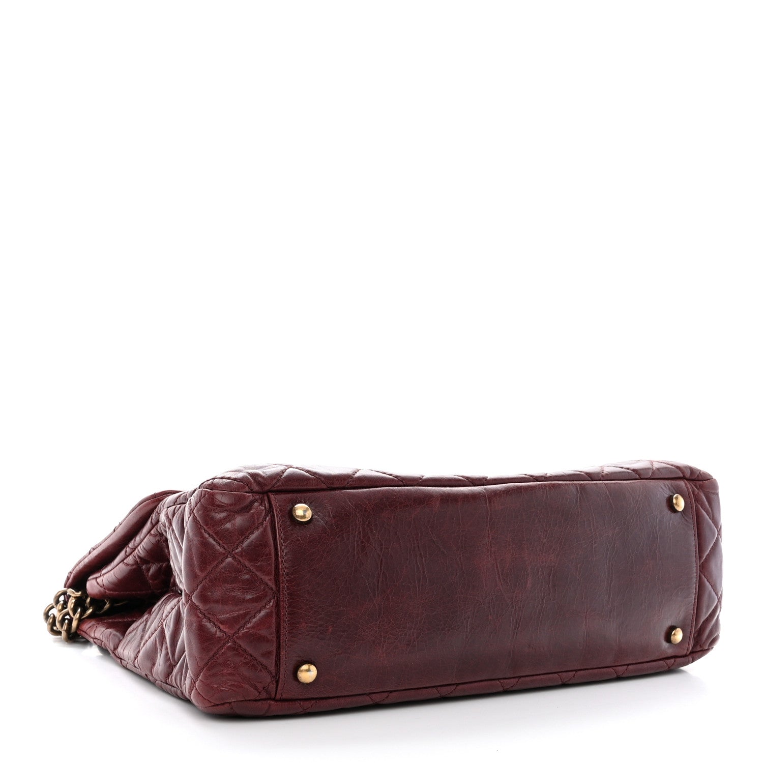 Chanel Glazed Calfskin Castle Rock Large Flap Burgundy 4 of 10