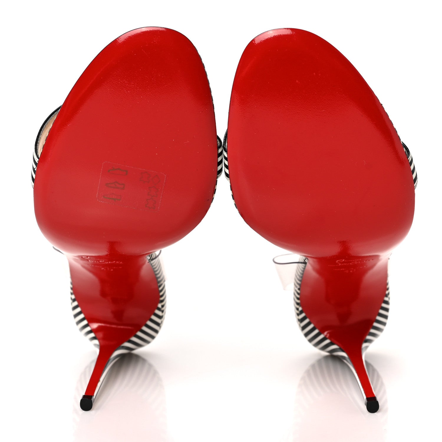 Christian Louboutin Patent PVC Striped Illusion Jonatina 100 Sandals 40 Black White 5 of 7