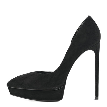 Saint Laurent Suede Janis 105 D'Orsay Pumps 38 Black 1 of 10