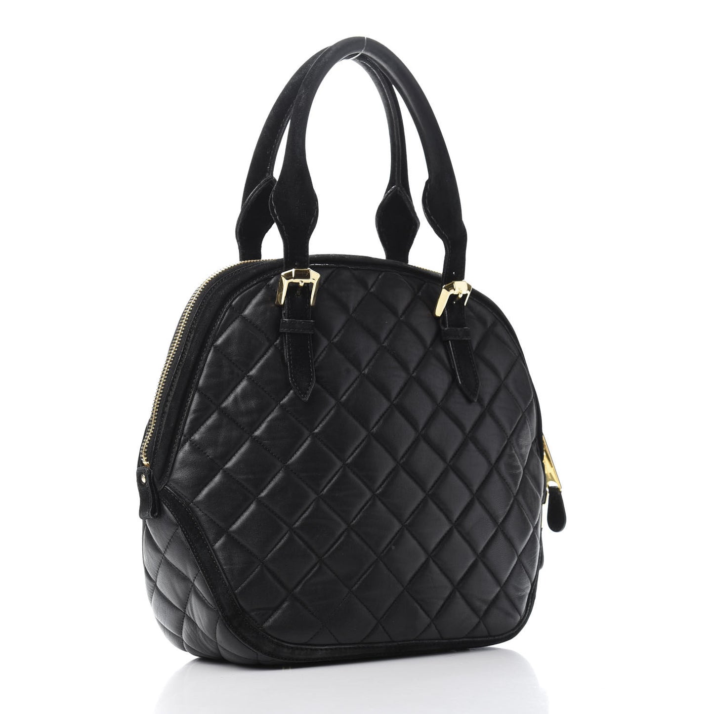 Prorsum Calfskin Quilted Country Animal Satchel Black