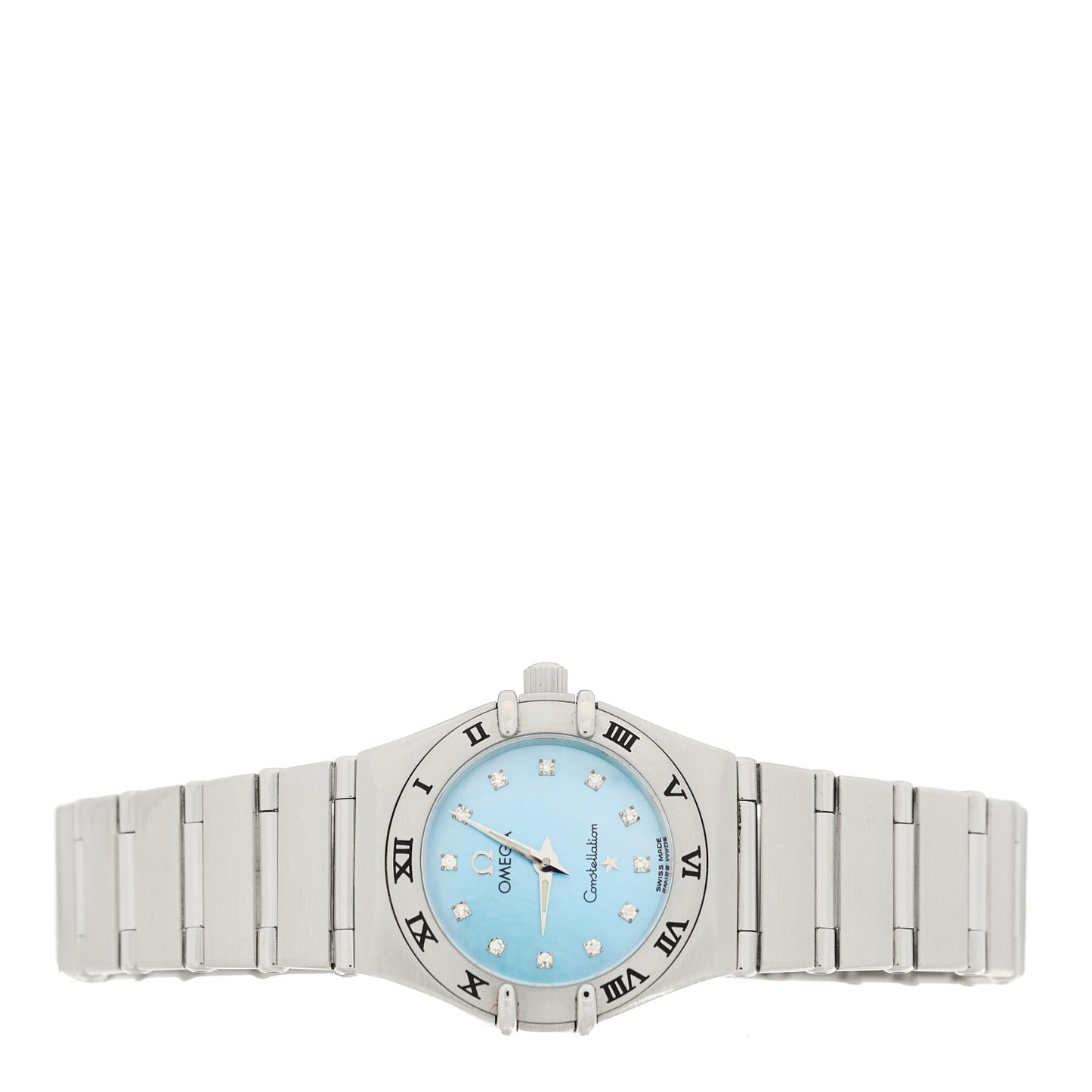 Stainless Steel Diamond Blue Mother of Pearl 22mm Constellation Quartz Watch 1562.85