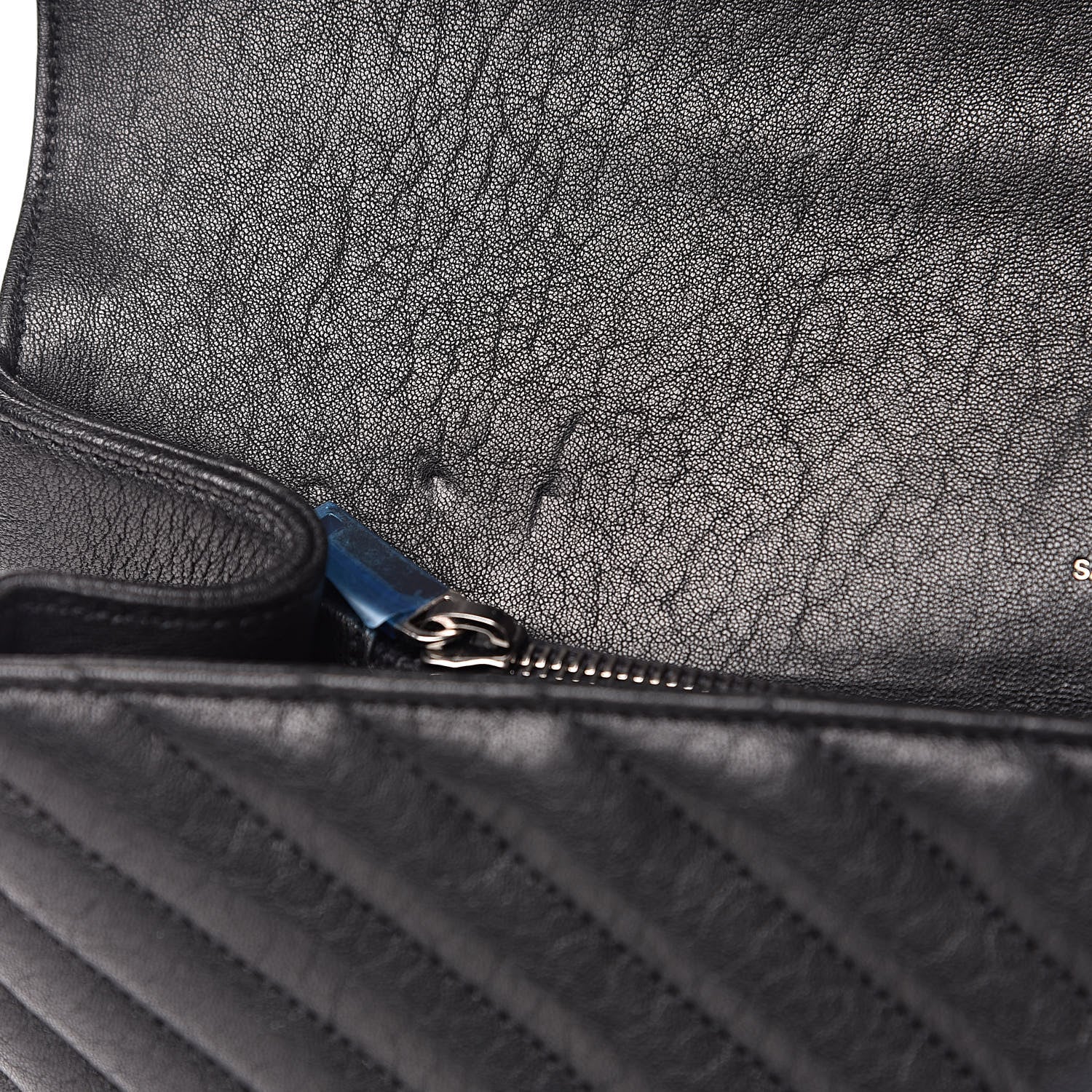 Saint Laurent Sheepskin Matelasse Chevron Monogram Large College Satchel Black 12 of 12