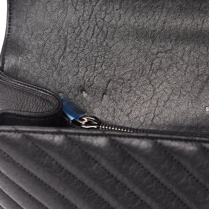 Saint Laurent Sheepskin Matelasse Chevron Monogram Large College Satchel Black 12 of 12
