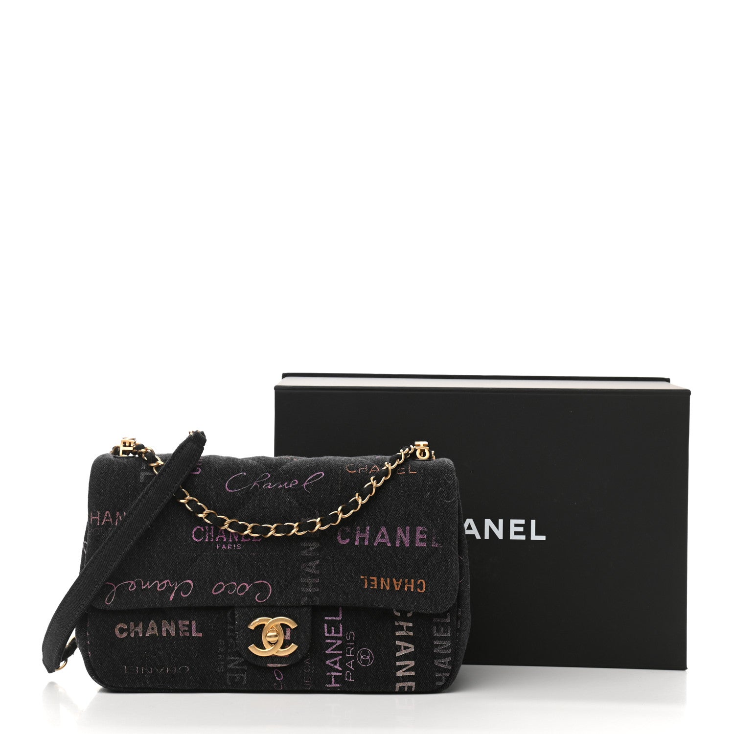 Chanel Denim Quilted Denim Mood Large Flap Black Multicolor 11 of 11