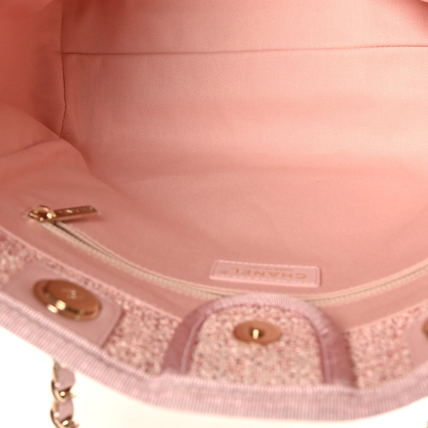 Lurex Boucle Small Deauville Tote Pink