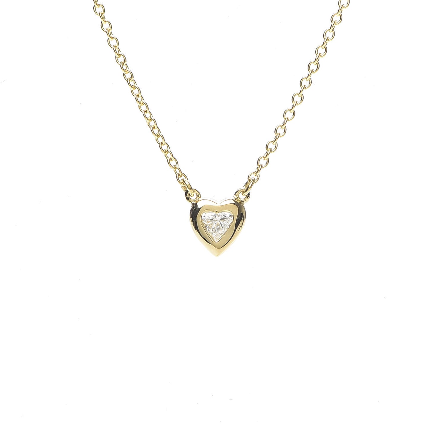 18K Yellow Gold Diamond .17ct Elsa Peretti Diamonds by the Yard Heart Pendant Necklace