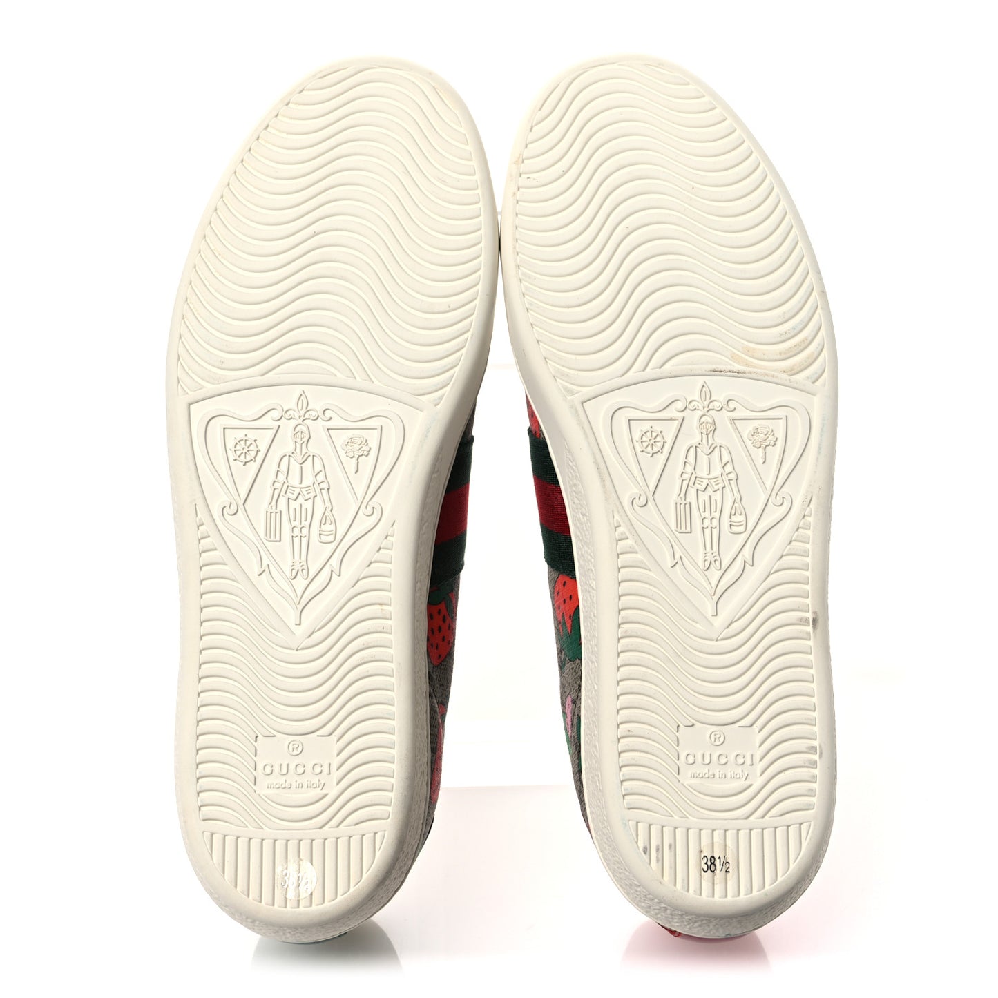 GG Supreme Monogram Strawberry Web Womens Ace Sneakers 38.5 Beige Multicolor Red Green