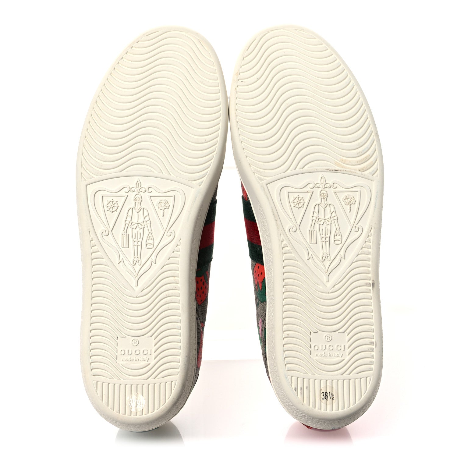Gucci GG Supreme Monogram Strawberry Web Womens Ace Sneakers 38.5 Beige Multicolor Red Green 7 of 13