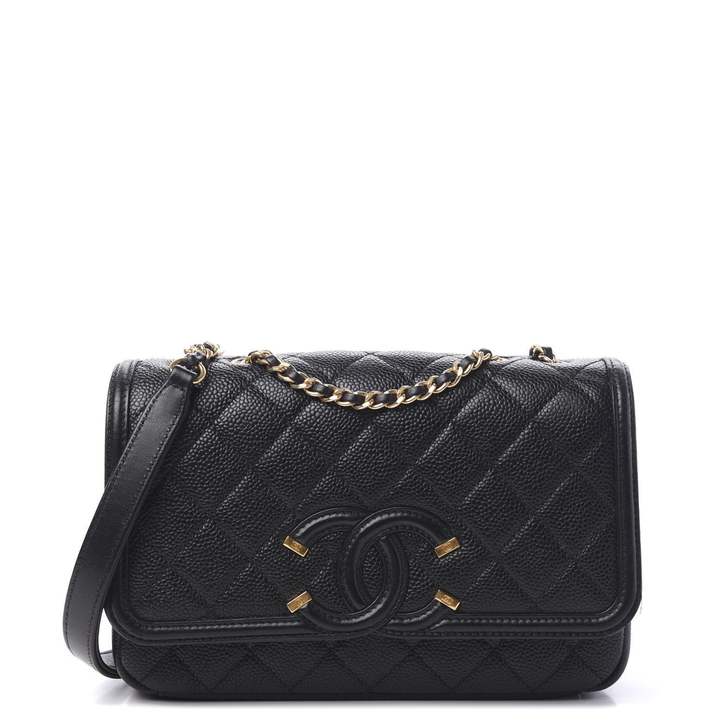 Caviar Quilted Small CC Filigree Flap Black