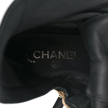 Chanel Aged Calfskin Lace Up Combat Boots 37.5 Black 7 of 9