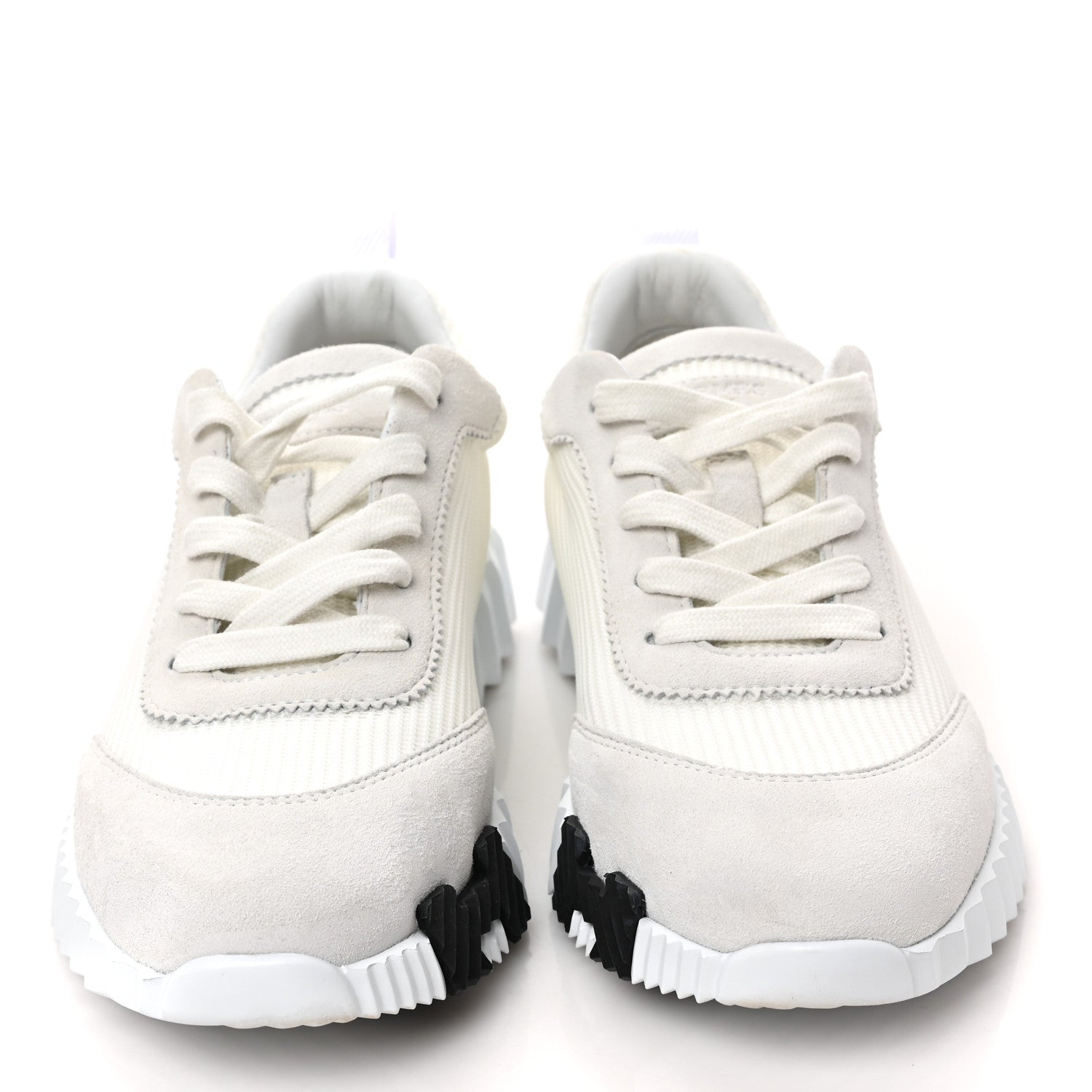 Hermes Technical Canvas Suede Goatskin Womens Bouncing Sneakers 37 White 2 of 8