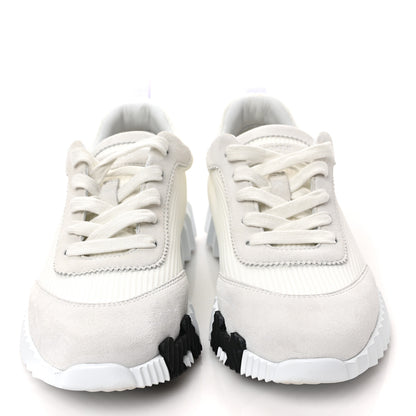 Hermes Technical Canvas Suede Goatskin Womens Bouncing Sneakers 37 White 2 of 8